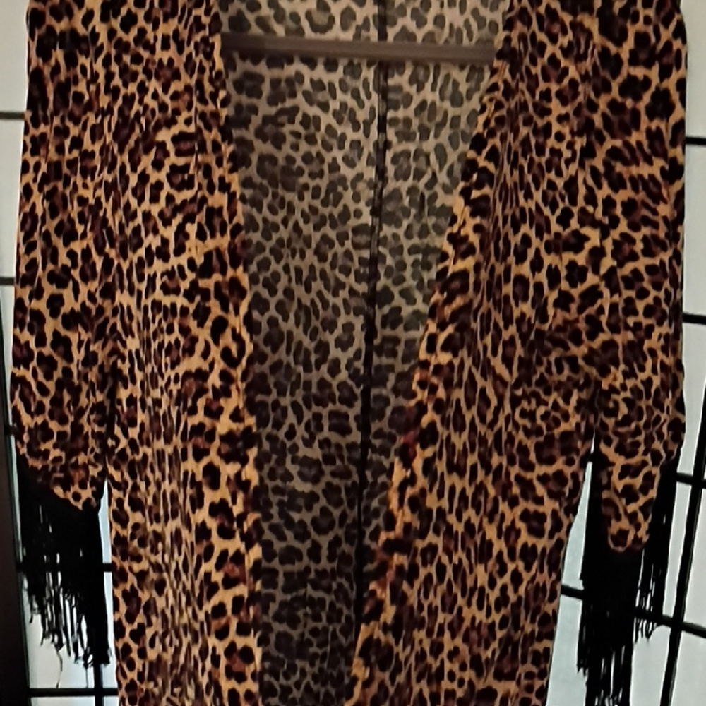 Torrid Leopard Print Kimono with Fringe
